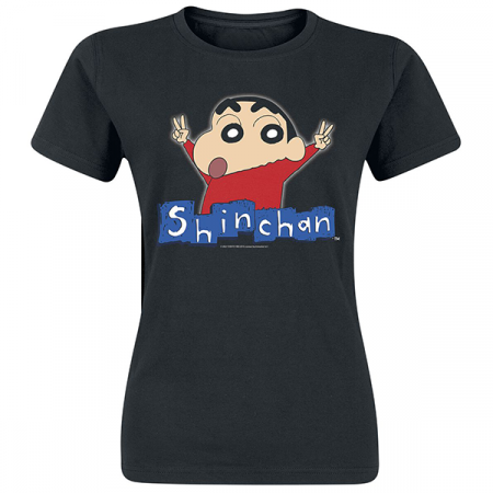 Camiseta adulto mujer Shin chan logo